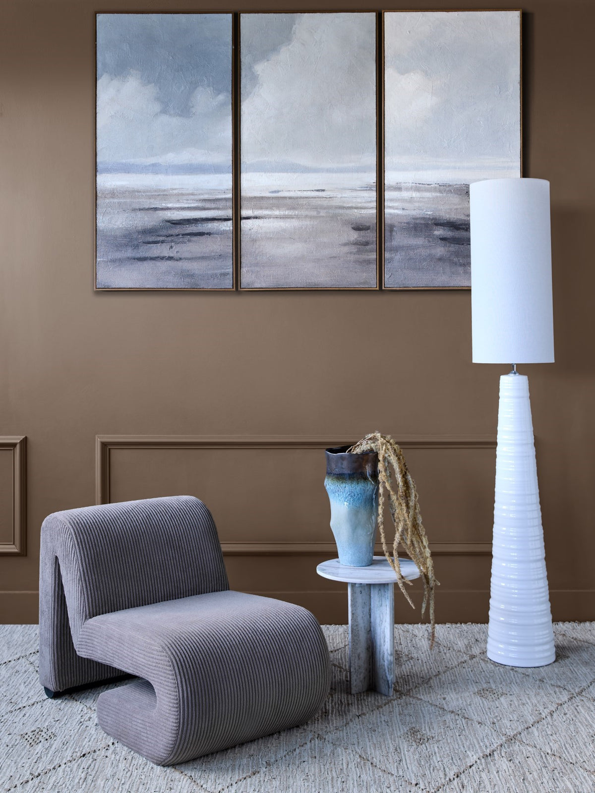Trenton Horizons Set of 3 Framed Canvas Wall Art 180x120cm