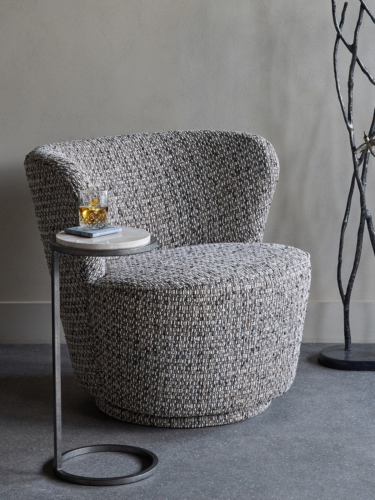 Tamsin Textured Slub Swivel Chair Mocha