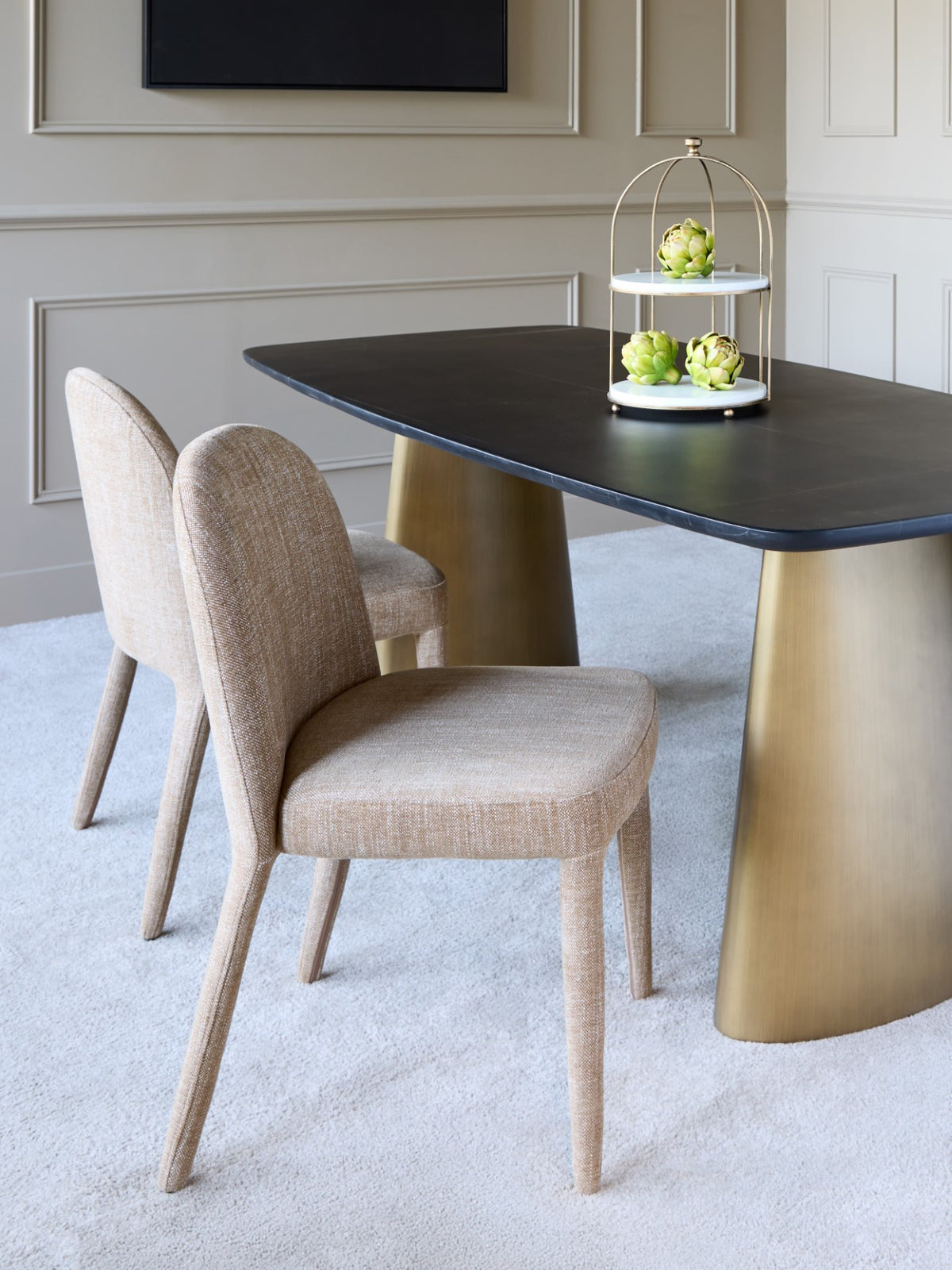 Lennox Pair of Upholstered Dining Chairs in Wheat