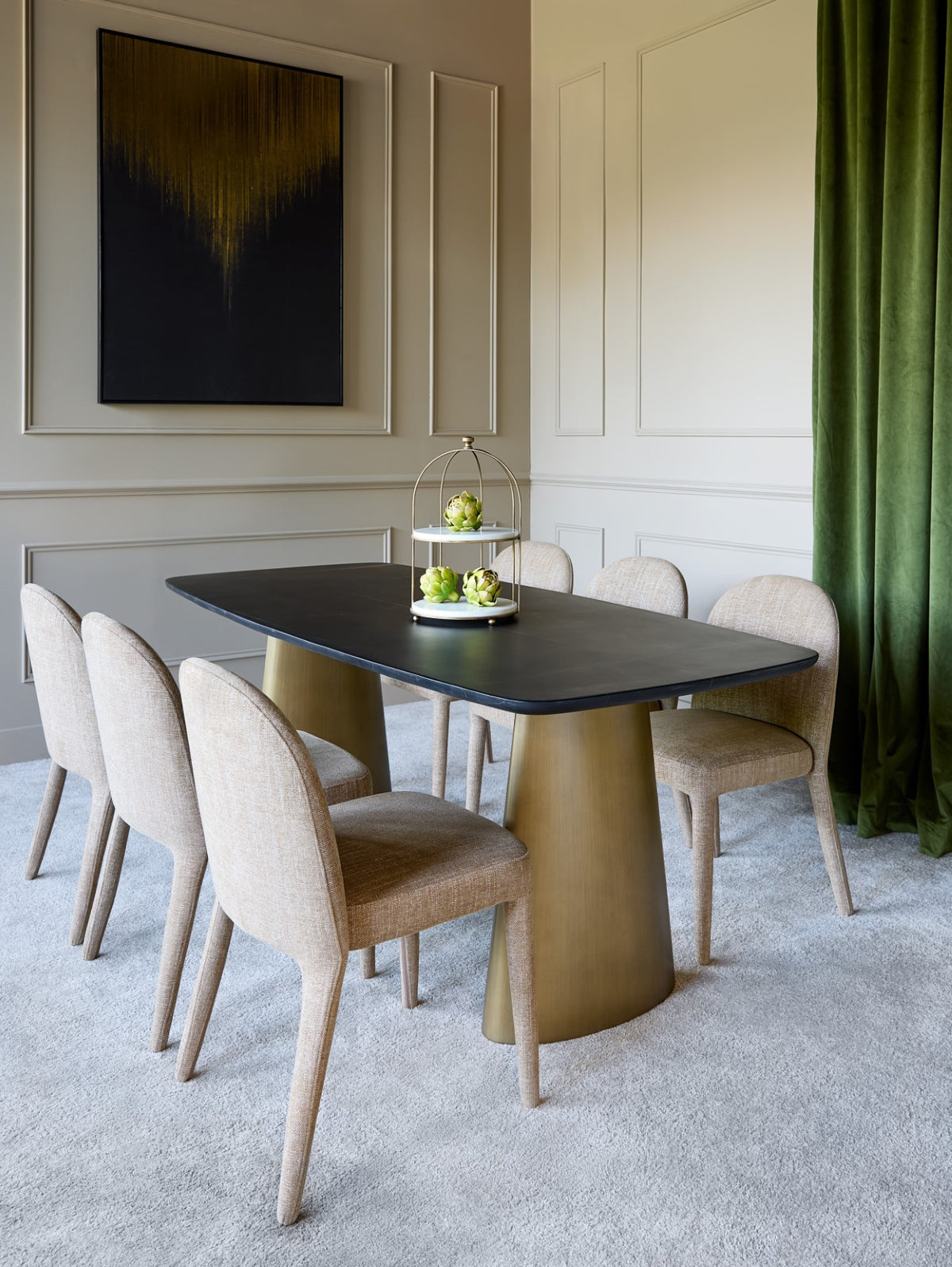 Lennox Pair of Upholstered Dining Chairs in Wheat