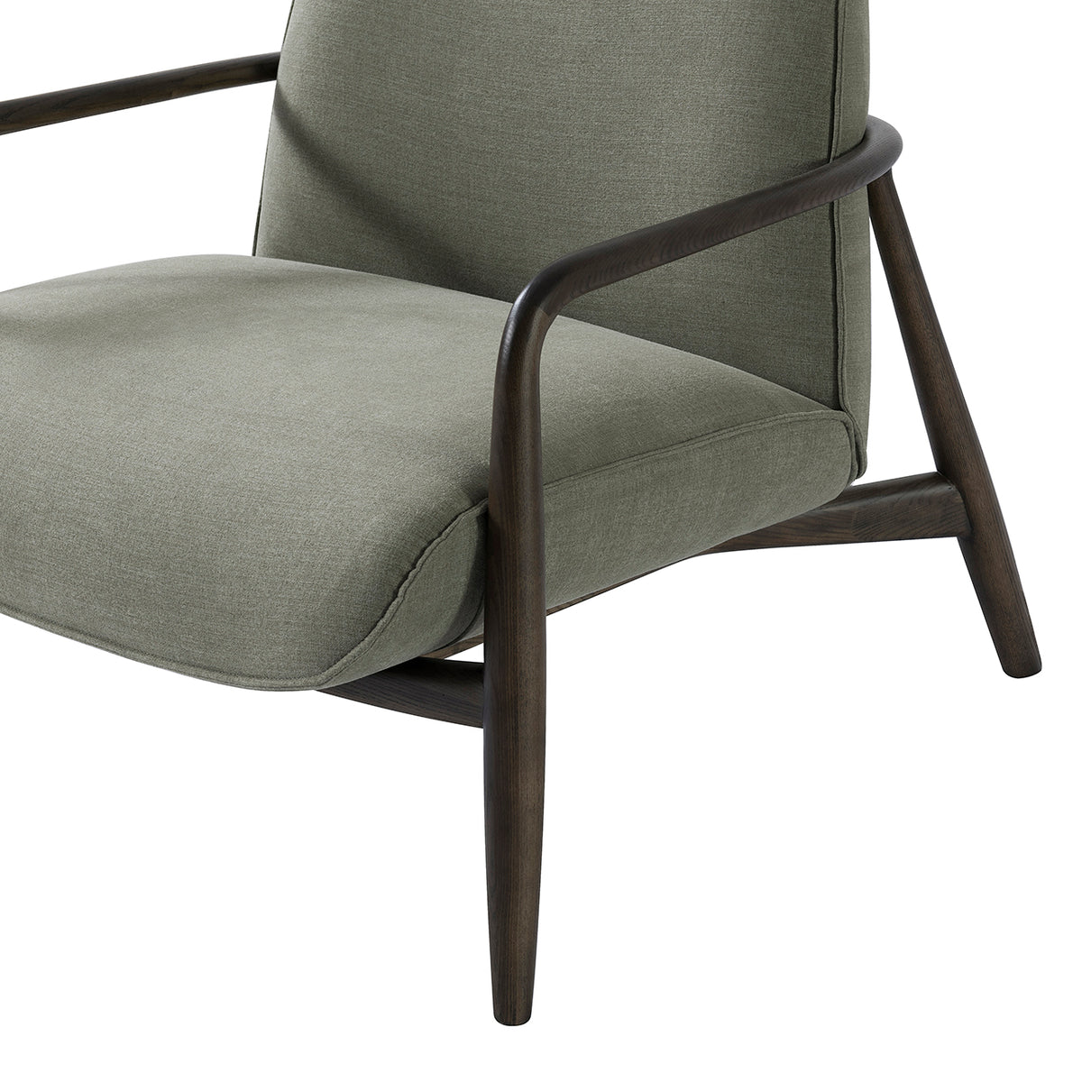 Calloway Occasional Chair With Wooden Arms Green Fabric