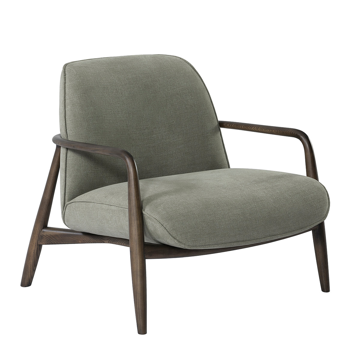 Calloway Occasional Chair With Wooden Arms Green Fabric