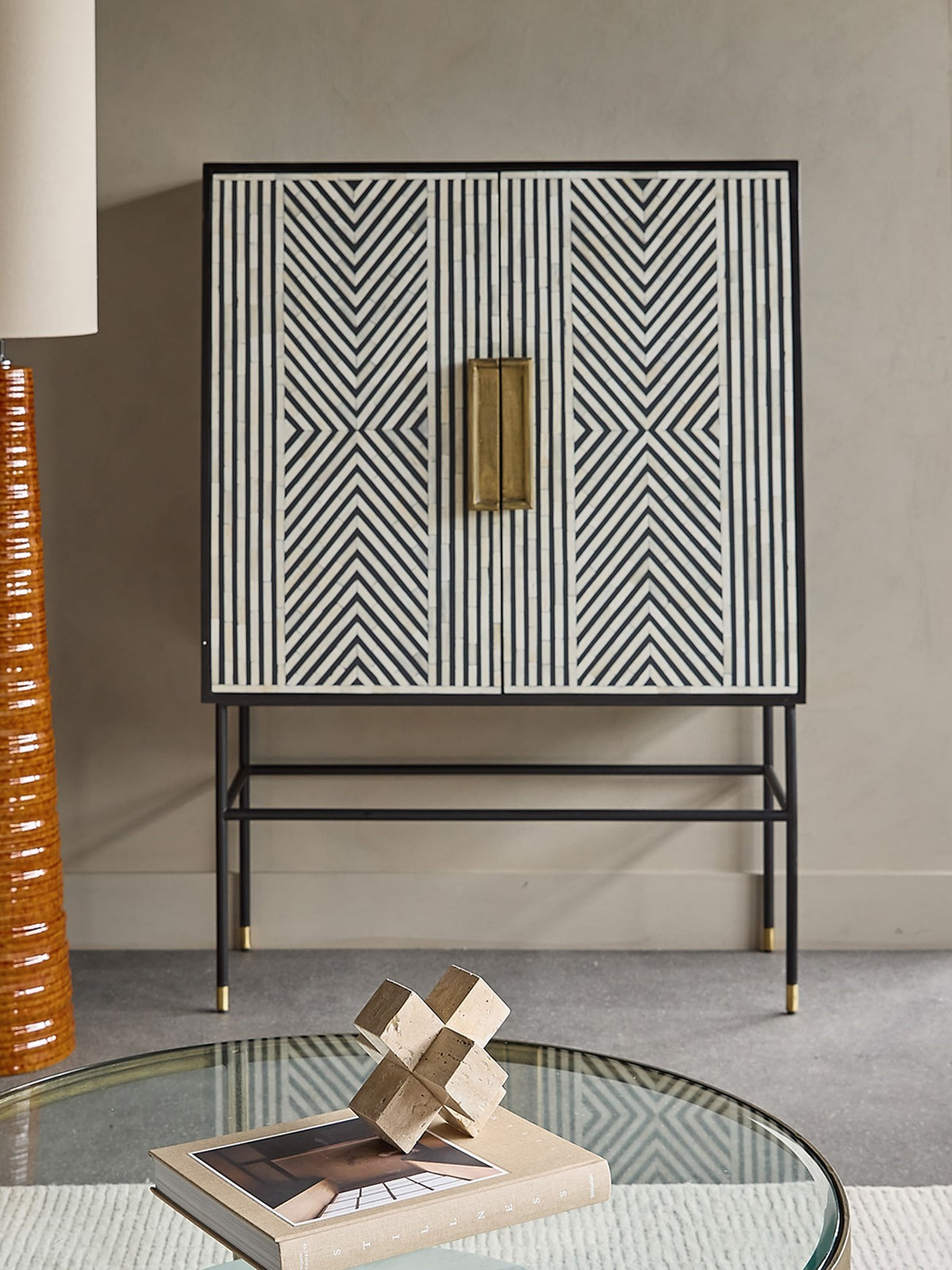 Stanton Bone Inlay Tall Storage Cabinet