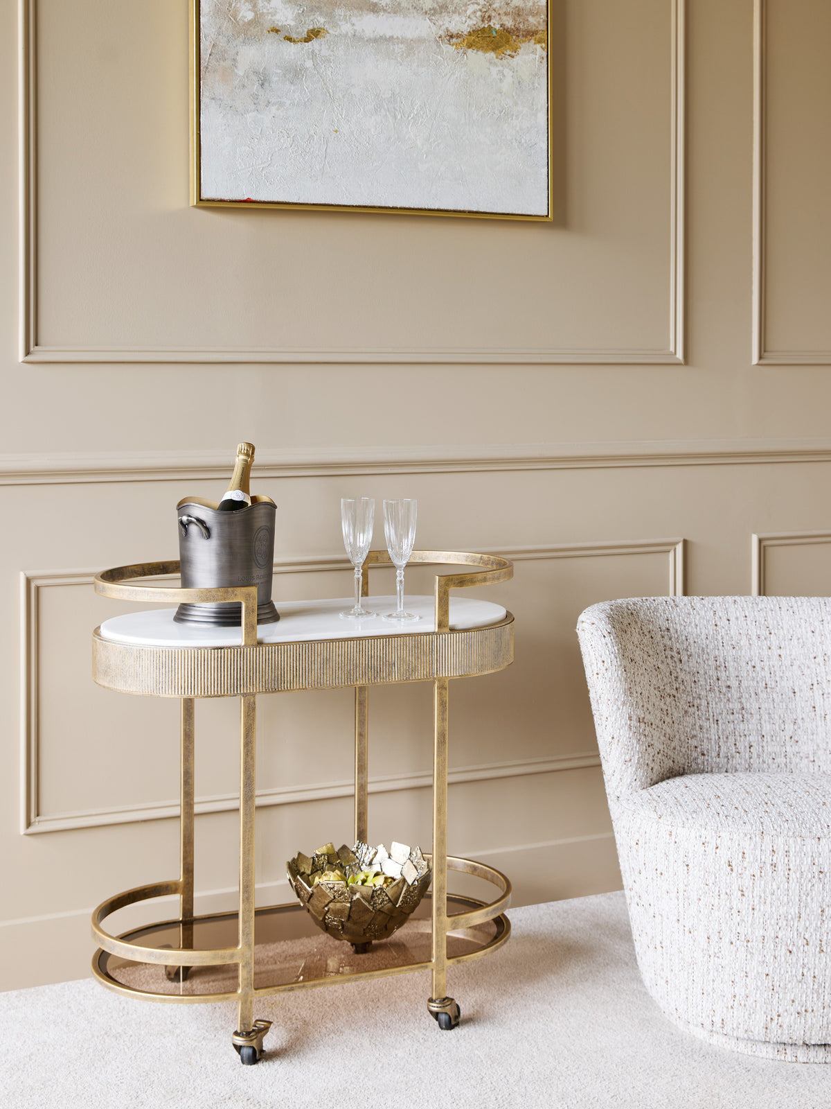 Monte Carlo Aged Gold Drinks Trolley