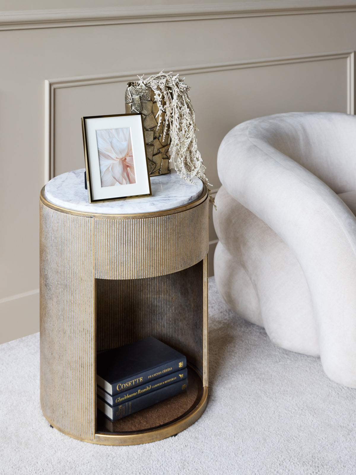 Monte Carlo Aged Gold Bed Side Table