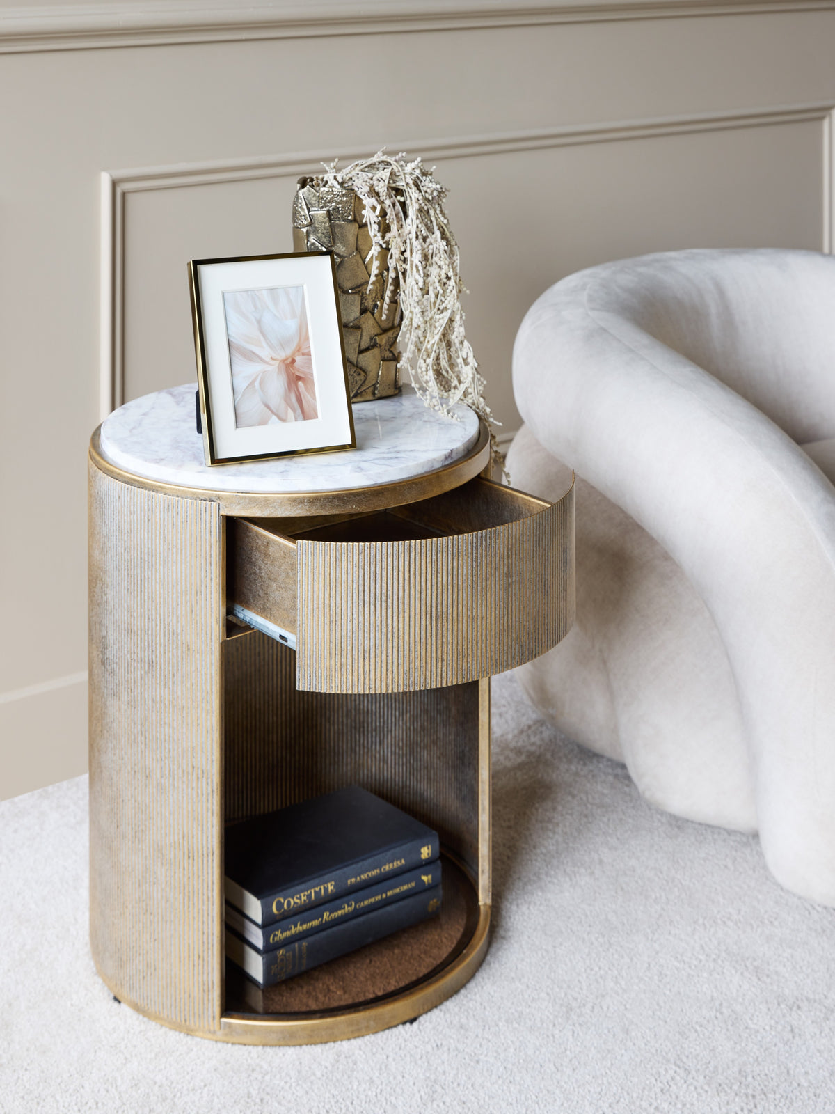 Monte Carlo Aged Gold Bed Side Table