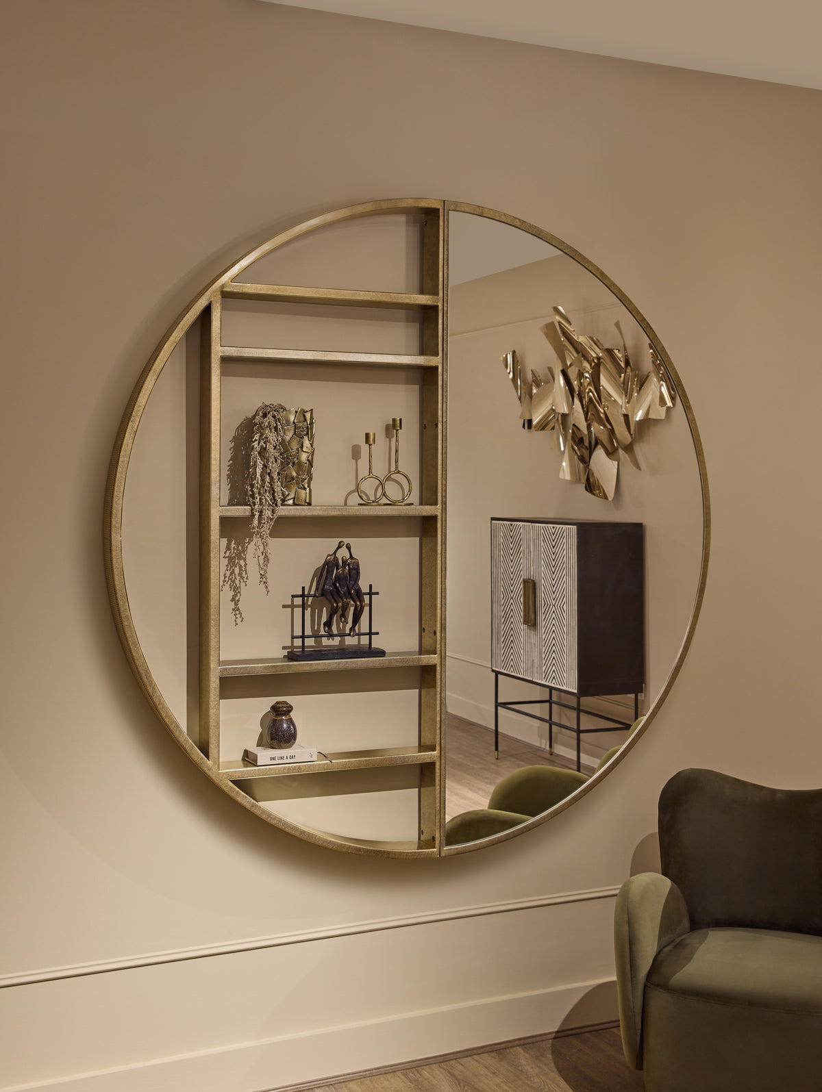 Monte Carlo Aged Gold Shelving Mirror Large