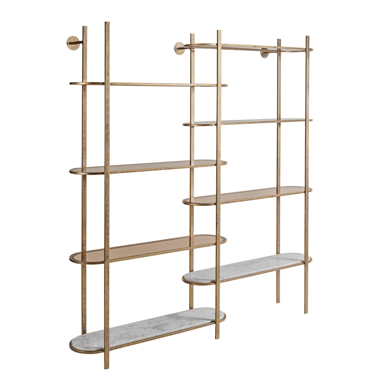 Monte Carlo Aged Gold Shelving Unit