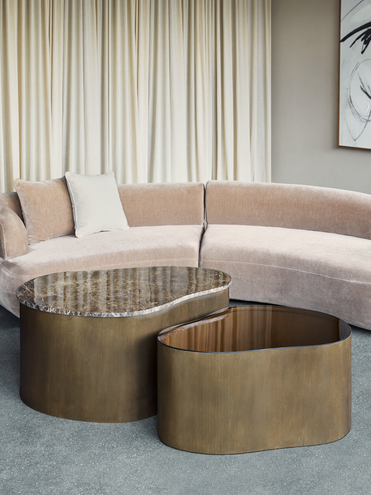Kendrick Marble & Glass Set of 2 Coffee Tables