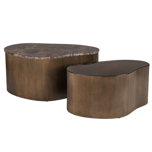 Kendrick Marble & Glass Set of 2 Coffee Tables