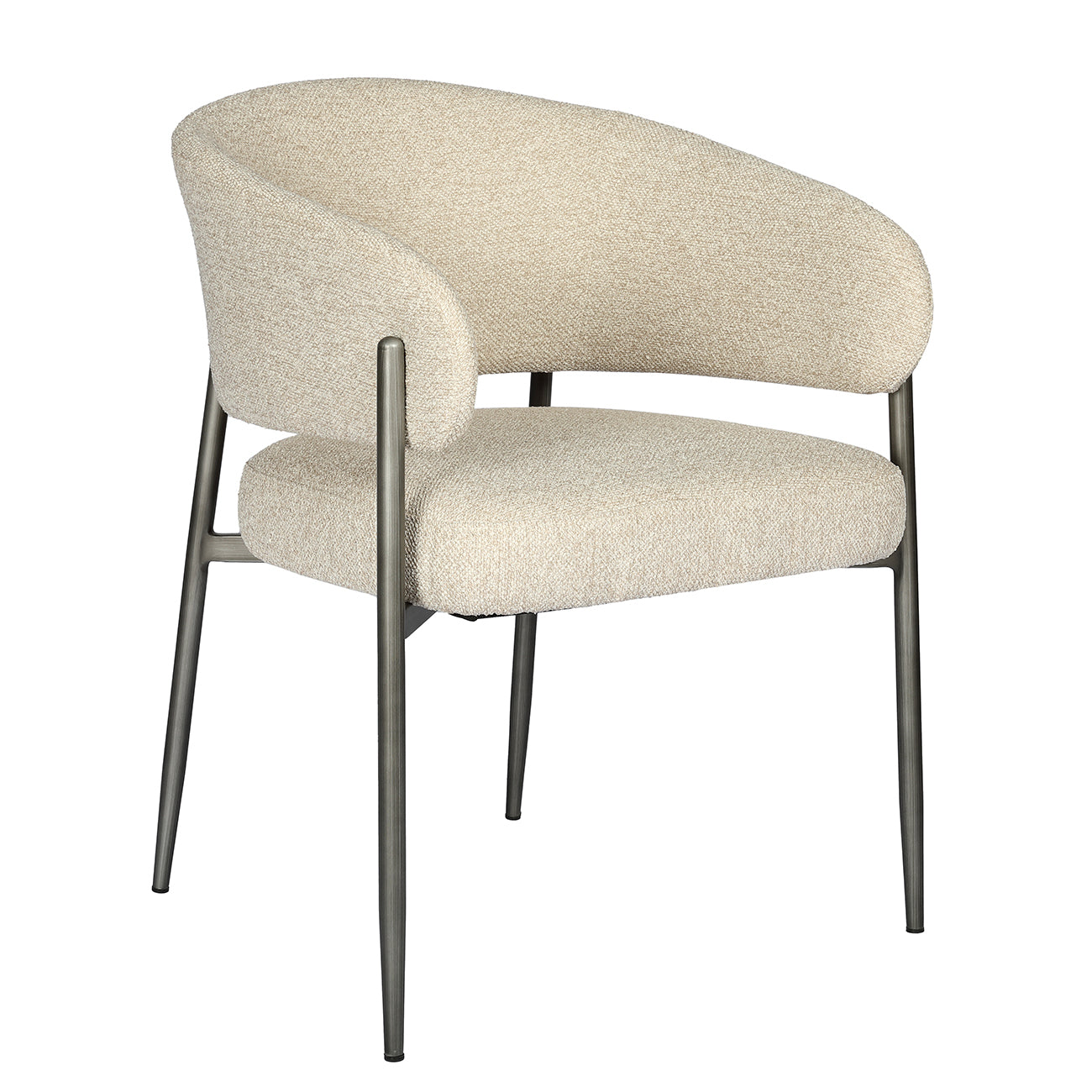 Curved Back Boucle Dining Chair