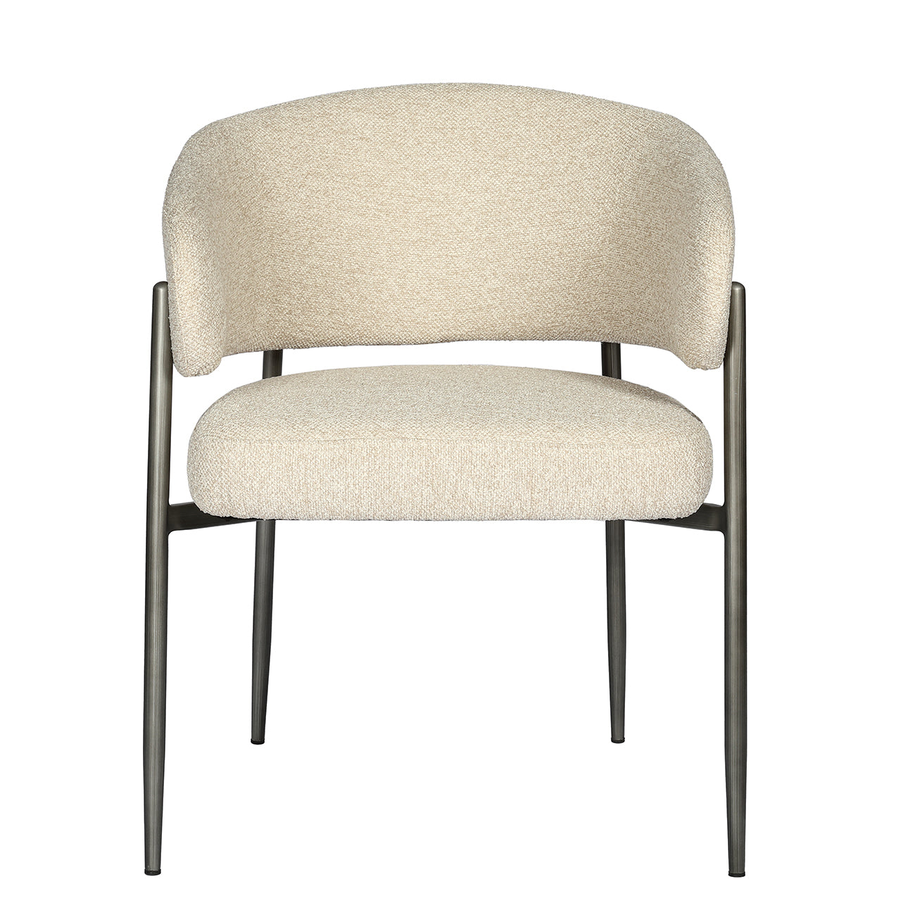 Curved Back Boucle Dining Chair