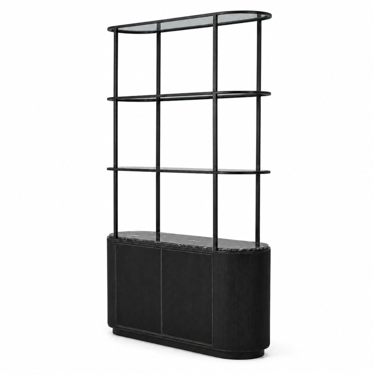 Monte Carlo Black Shelving Unit With Storage