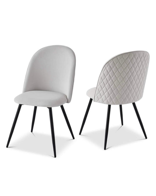 Set Of 2 Matte Light Grey Dining Chairs