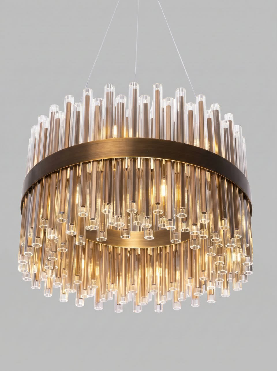 Luxury Medium Antique Brass Glass Chandelier