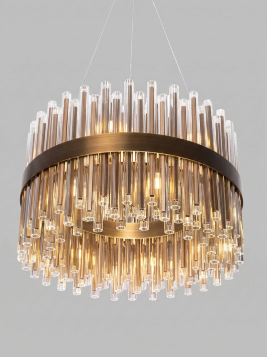 Luxury Medium Antique Brass Glass Chandelier