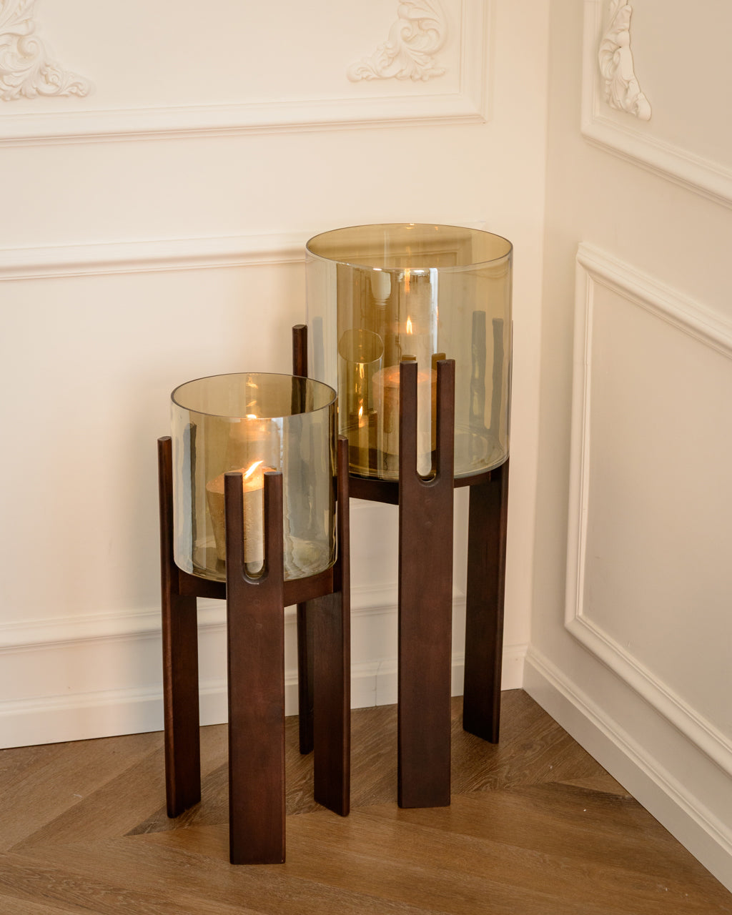 Reeve Walnut Large Hurricane Lantern