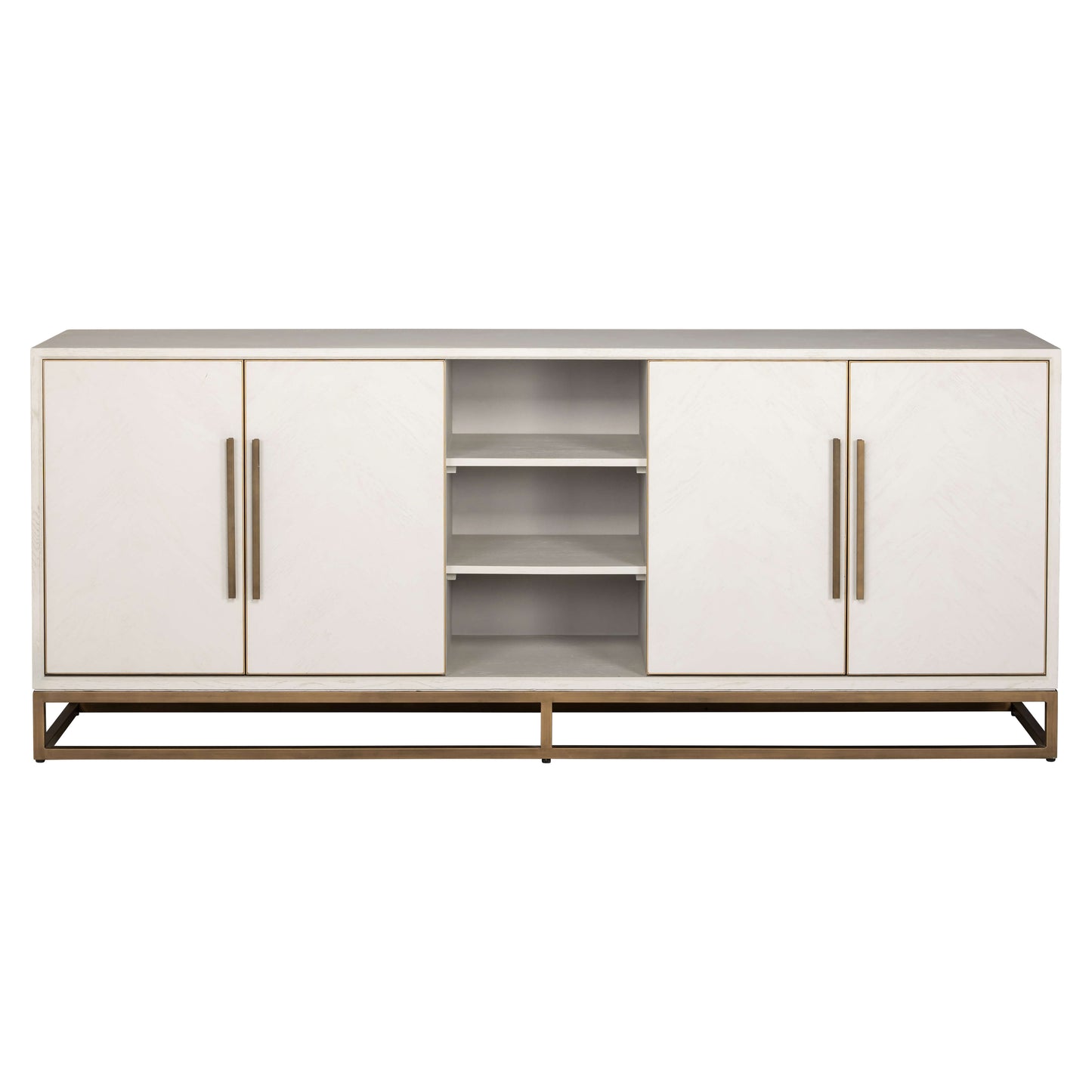 Herringbone Ash Grey Brass Sideboard