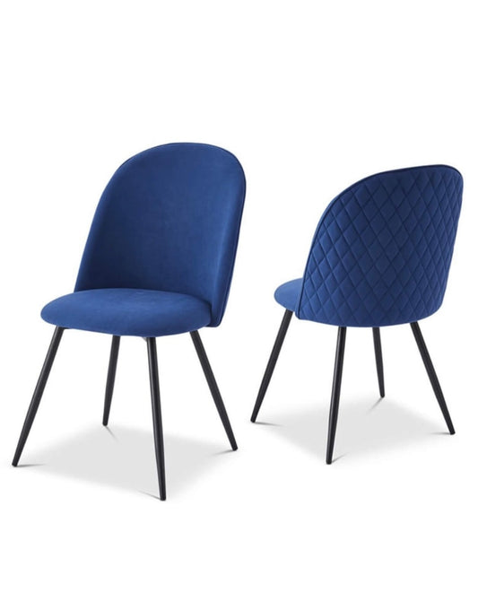 Set Of 2 Matte Blue Dining Chairs