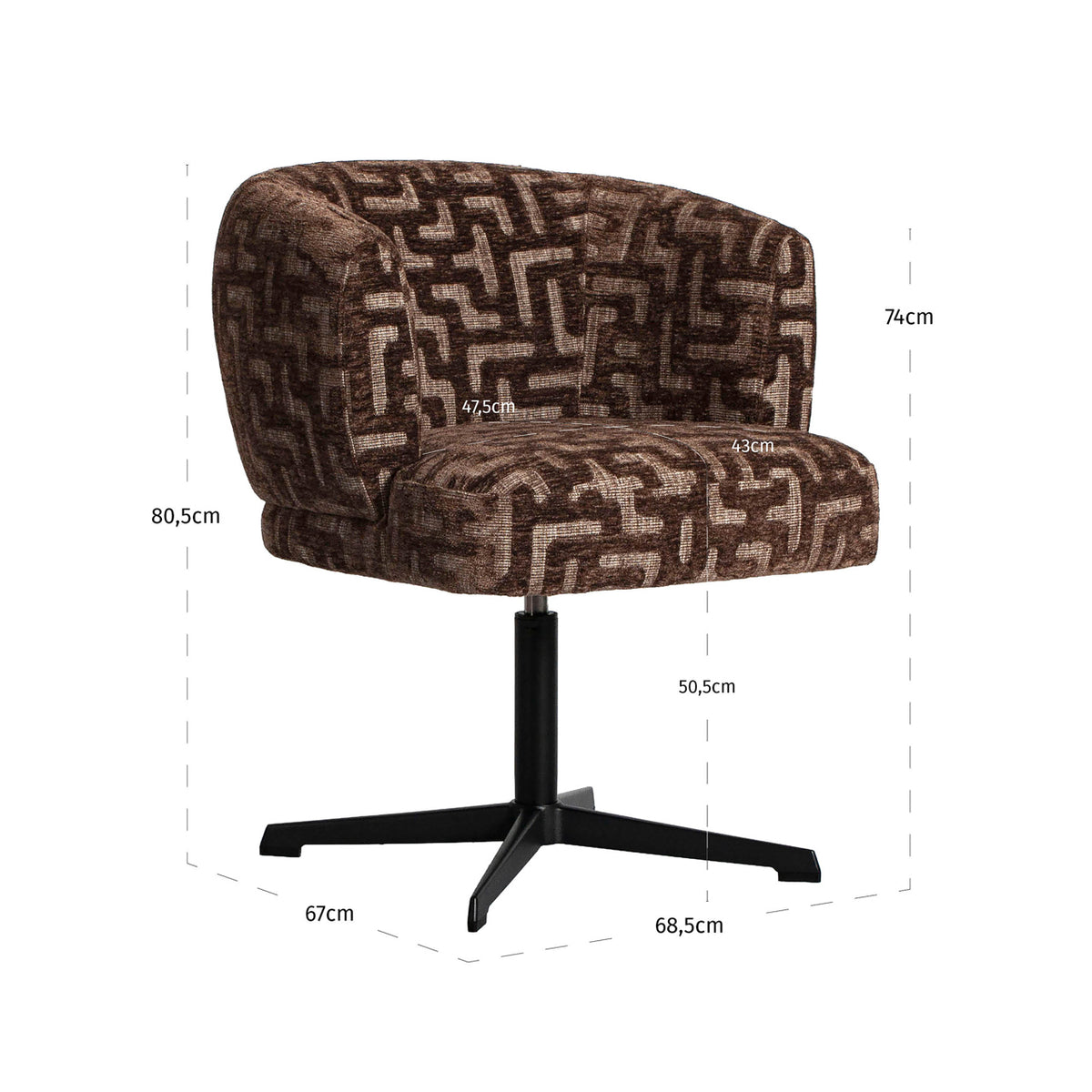 Dinard Brown Labyrinth Swivel Dining Chair