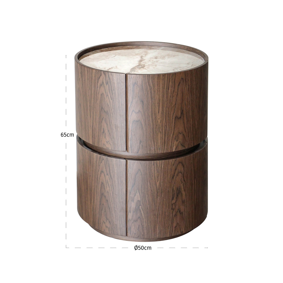 Ellerby Brown 2 Drawer Bedside Table