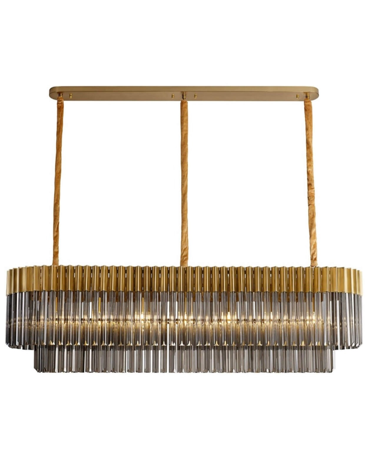 Chelsea Sculpted Glass Brass Long Chandelier