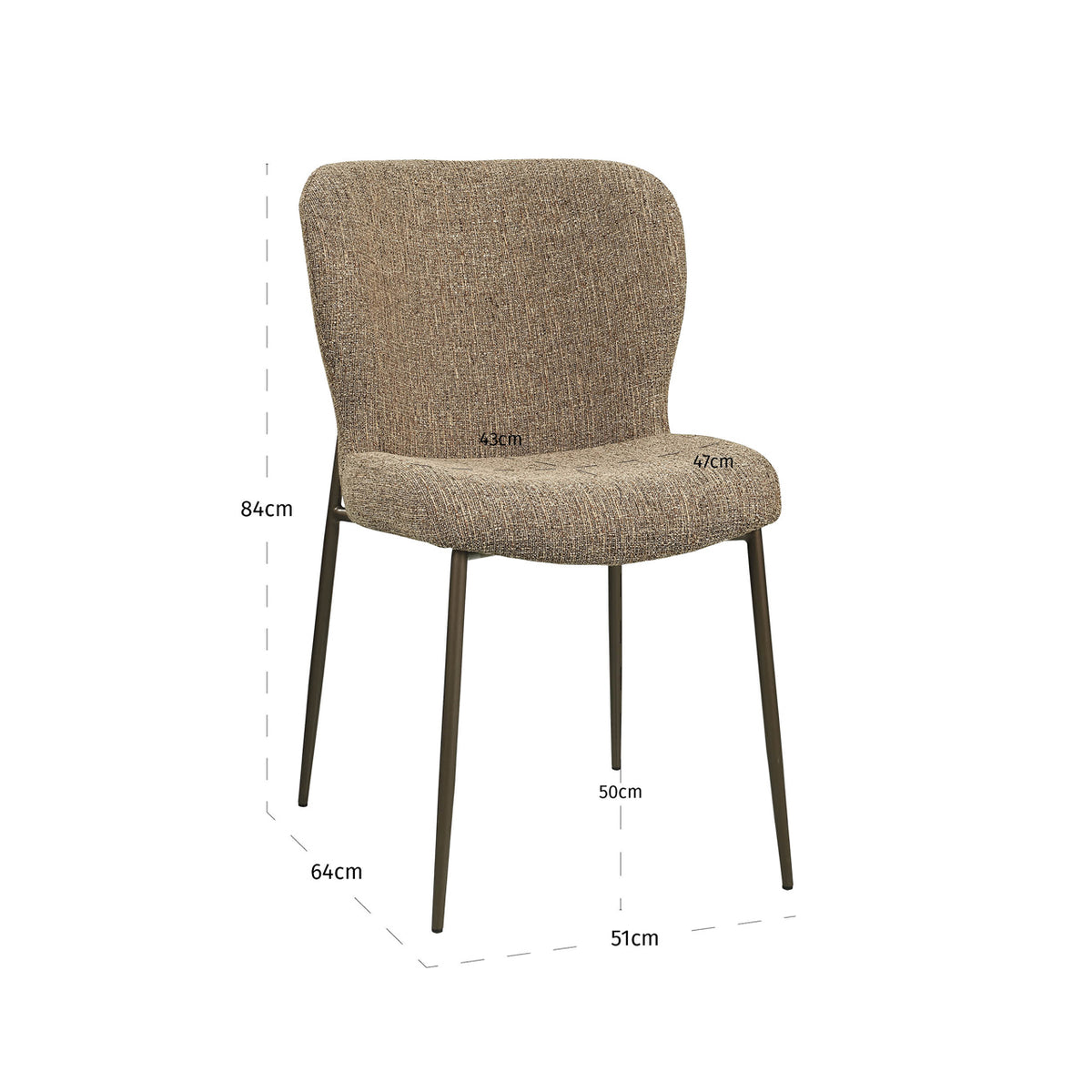 Oakby Brown Tweed Dining Chair Set of 2