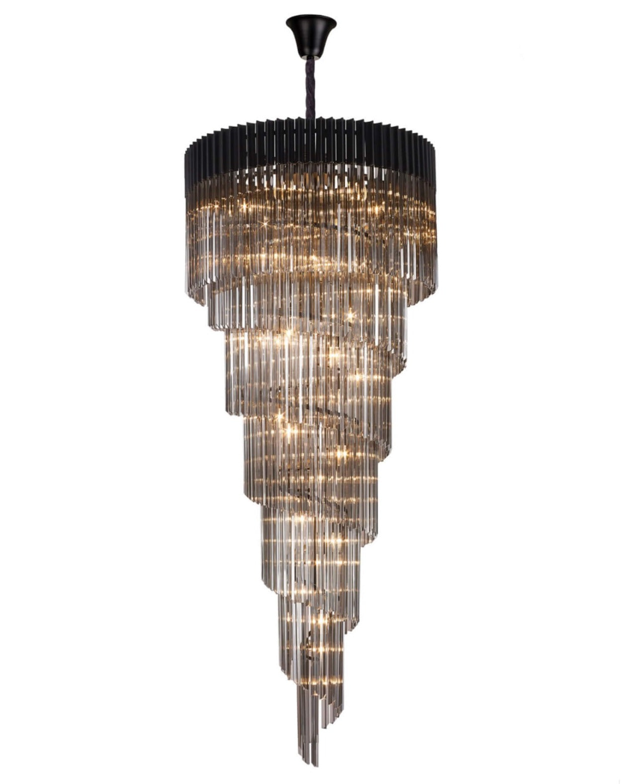 Chelsea Sculpted Glass Smoke Stairwell Chandelier