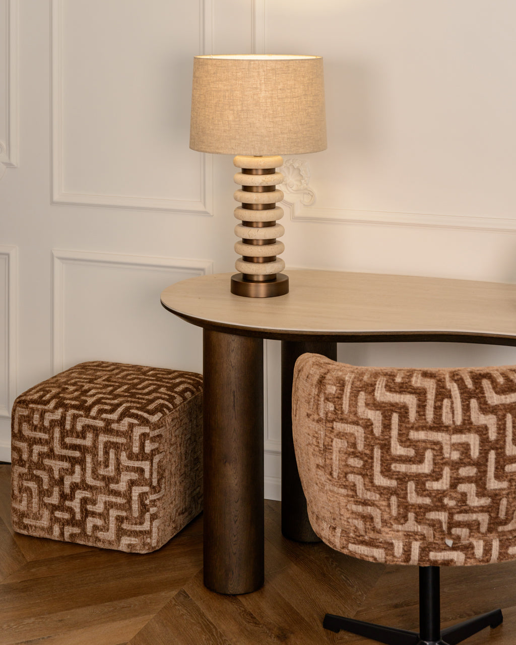 Dinard Brown Labyrinth Swivel Dining Chair