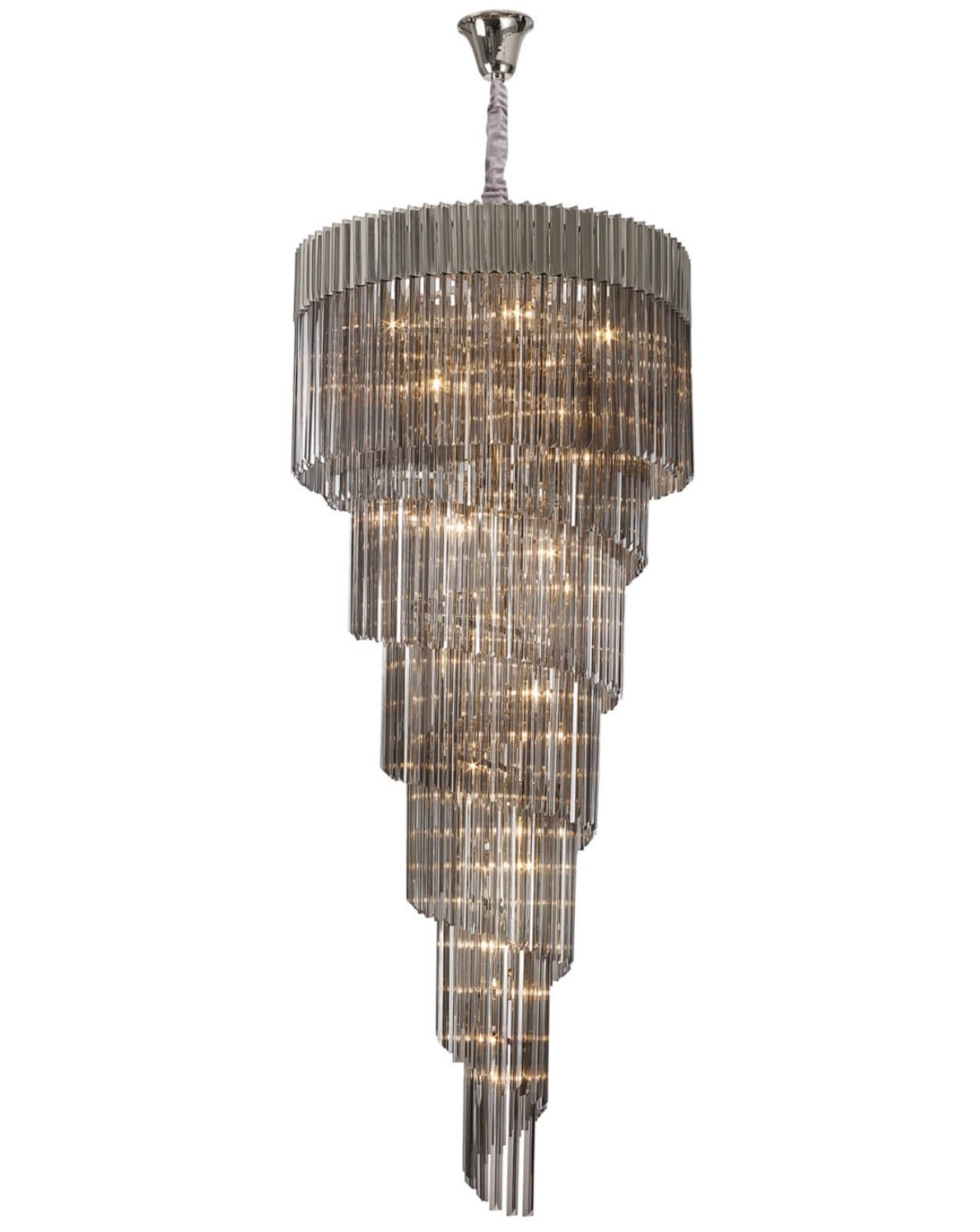 Chelsea Sculpted Glass Nickel Stairwell Chandelier