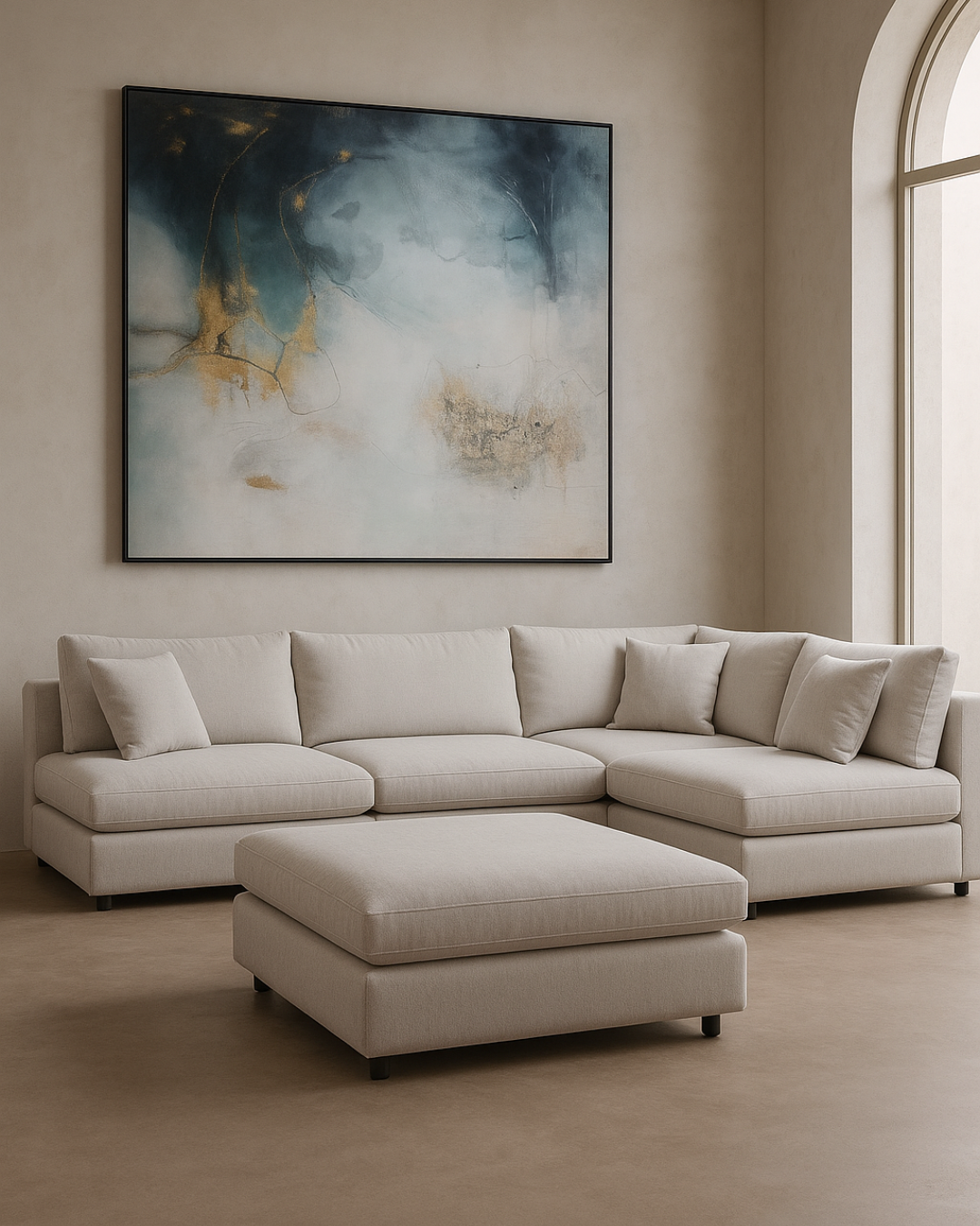 Blanco 5 Piece Modular Sofa - Avery Velour Cream
