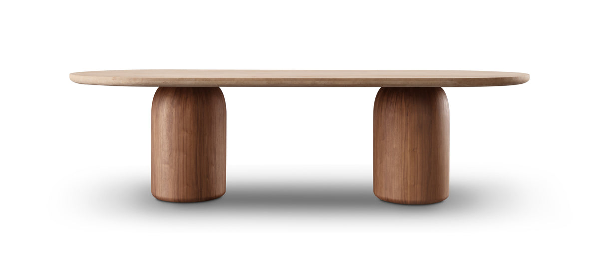 Basilca Dining Table 270 - Walnut Travertine