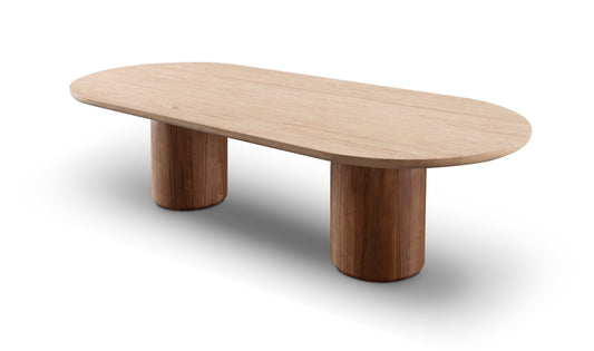 Basilca Dining Table 270 - Walnut Travertine