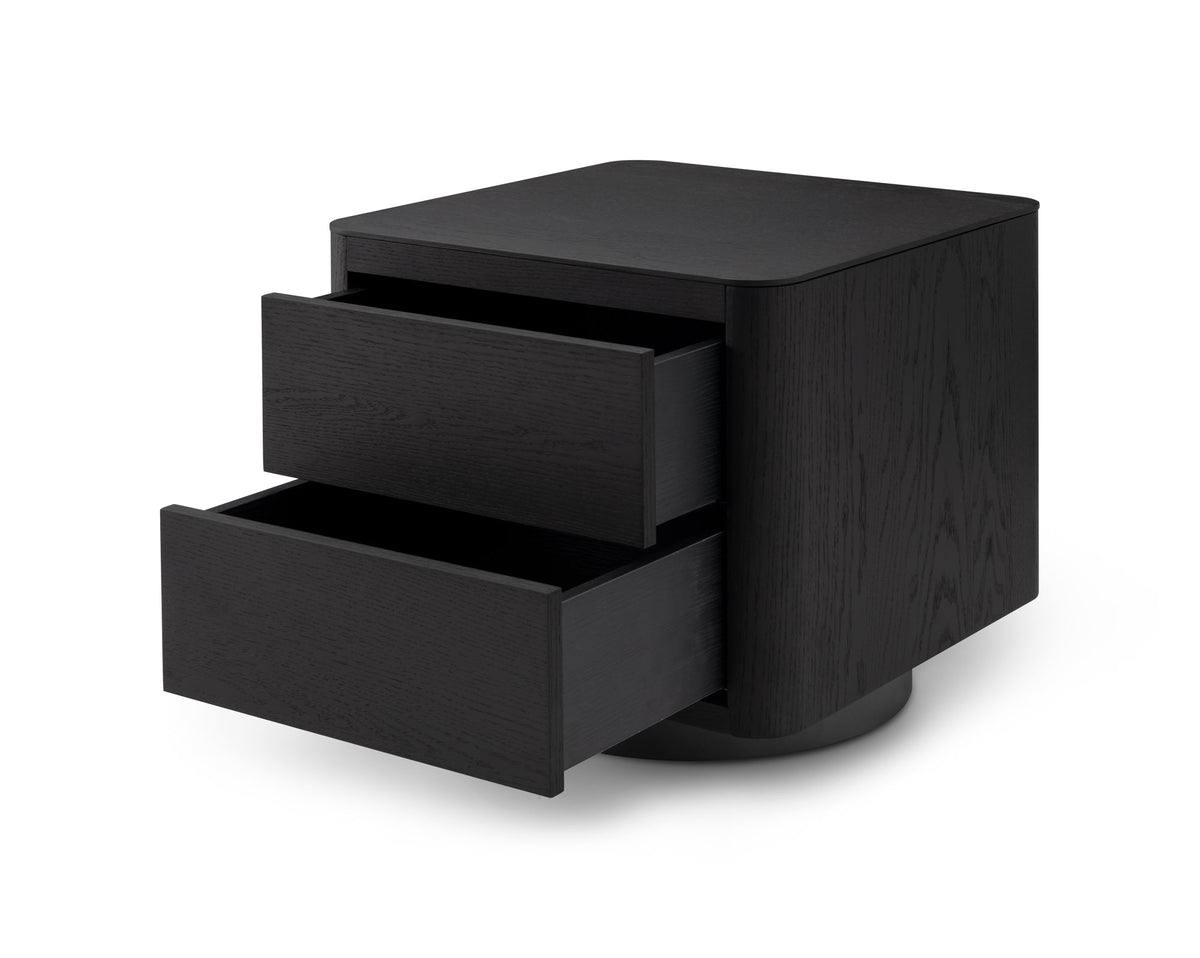 Coin Bedside Table - Smoke Oak