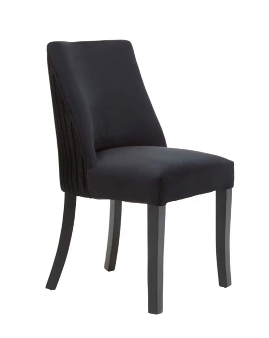 Black Velvet Pleated Back Dining Chair