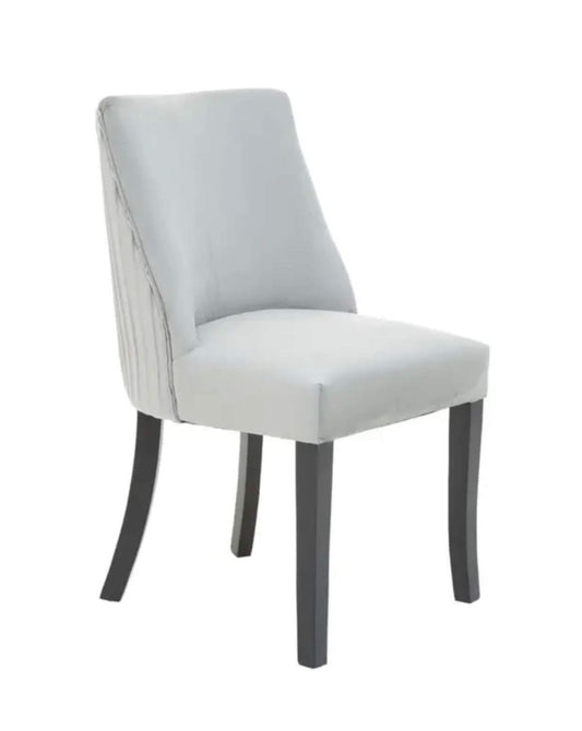 Grey Velvet Pleated Back Dining Chair