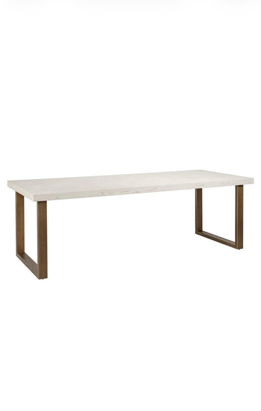 Herringbone Ash Grey Brass Dining Table