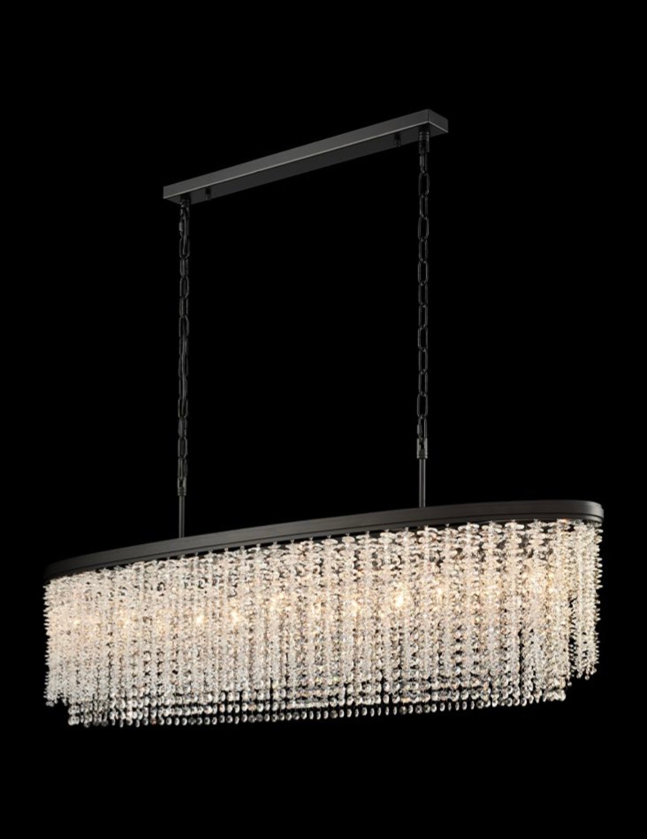 Matt Black Long Chandelier