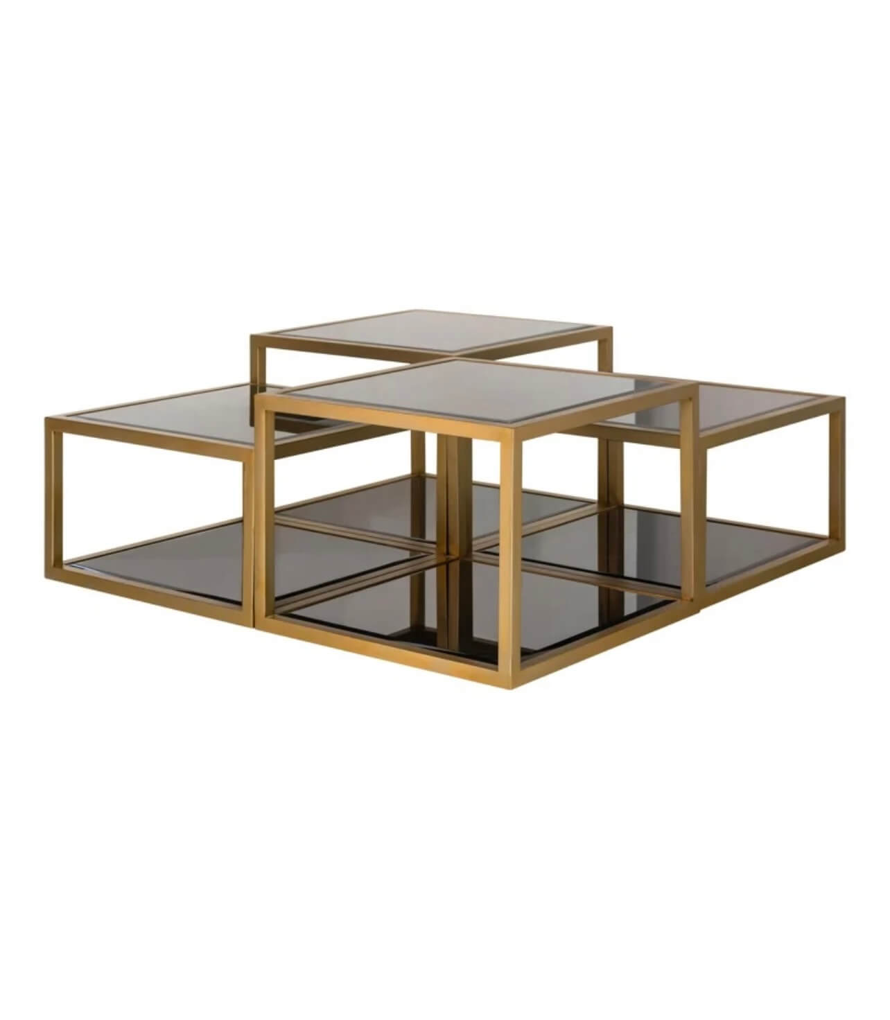 Smoked Glass Brushed Gold Coffee Table