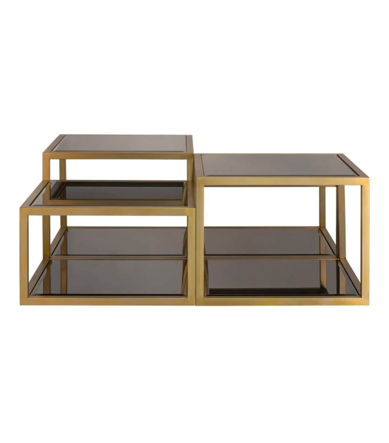 Smoked Glass Brushed Gold Coffee Table