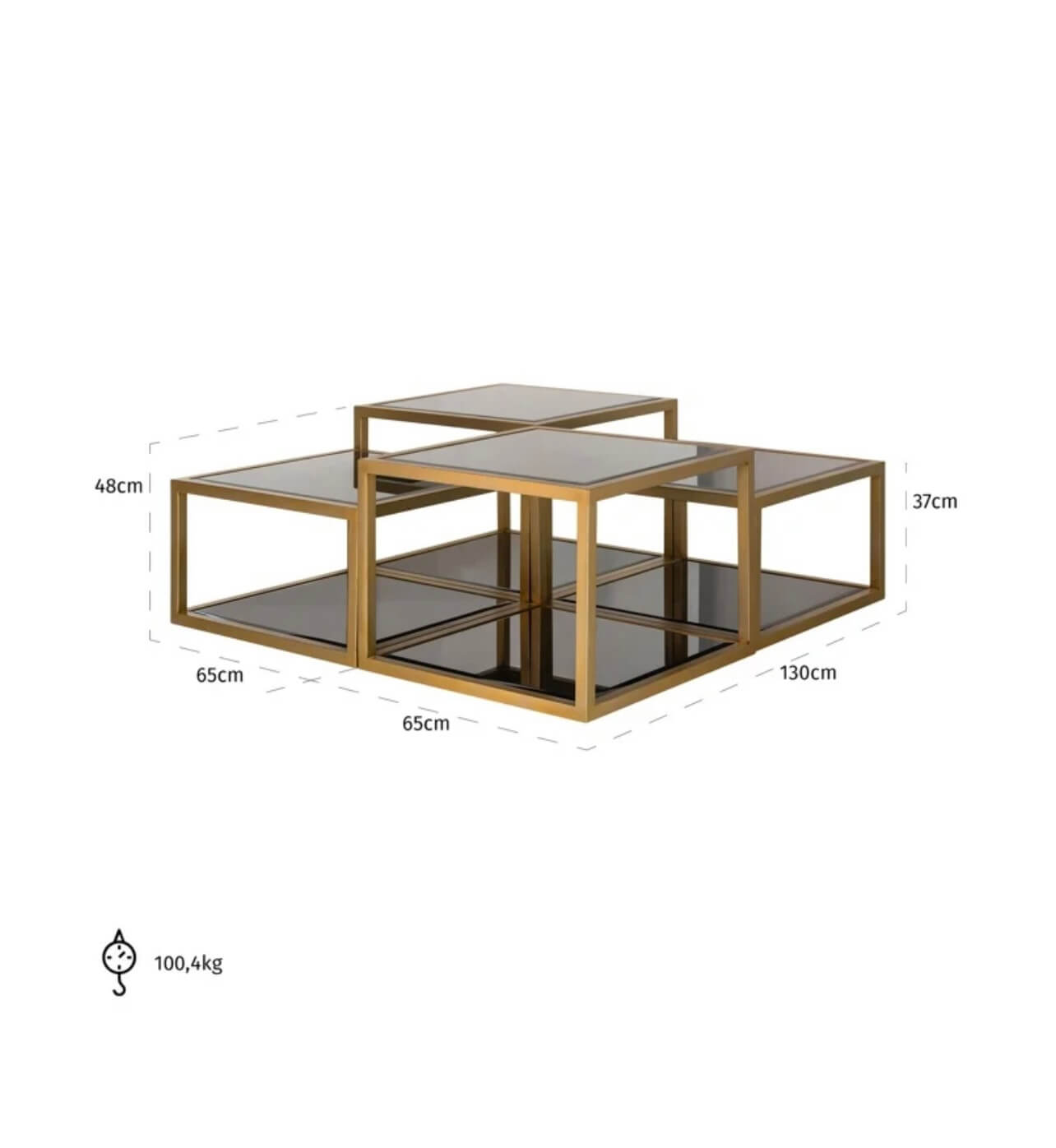 Smoked Glass Brushed Gold Coffee Table