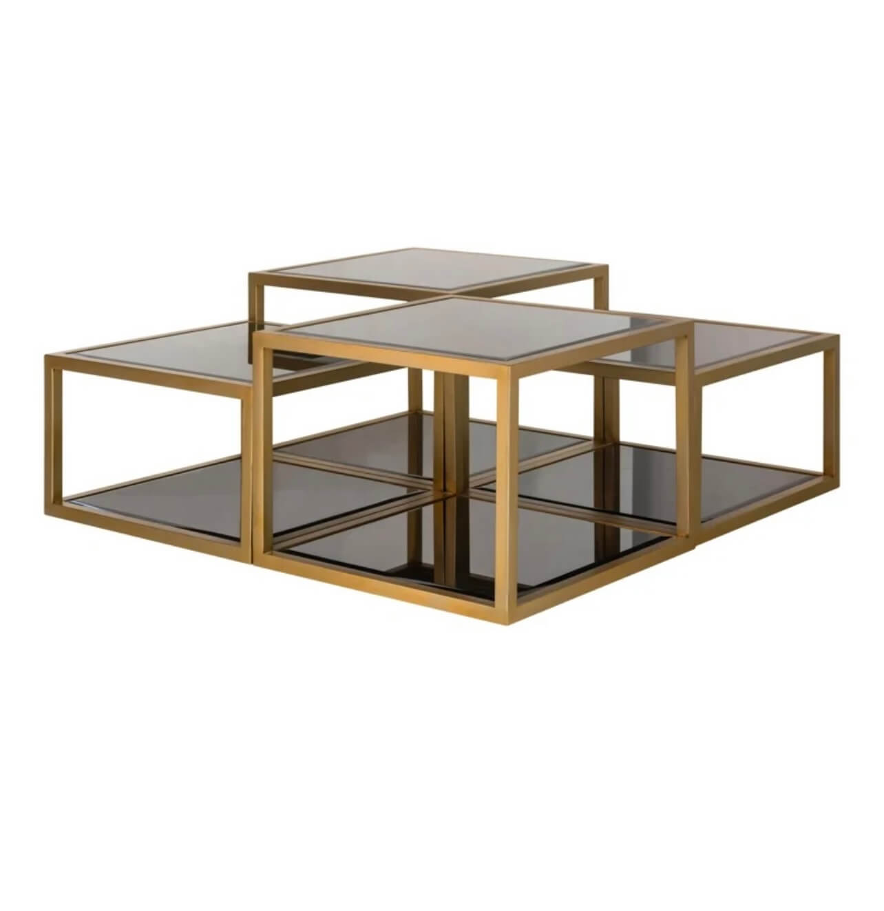 Smoked Glass Brushed Gold Coffee Table
