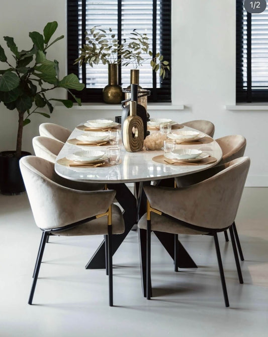 Tornado Dining Table in White Marble