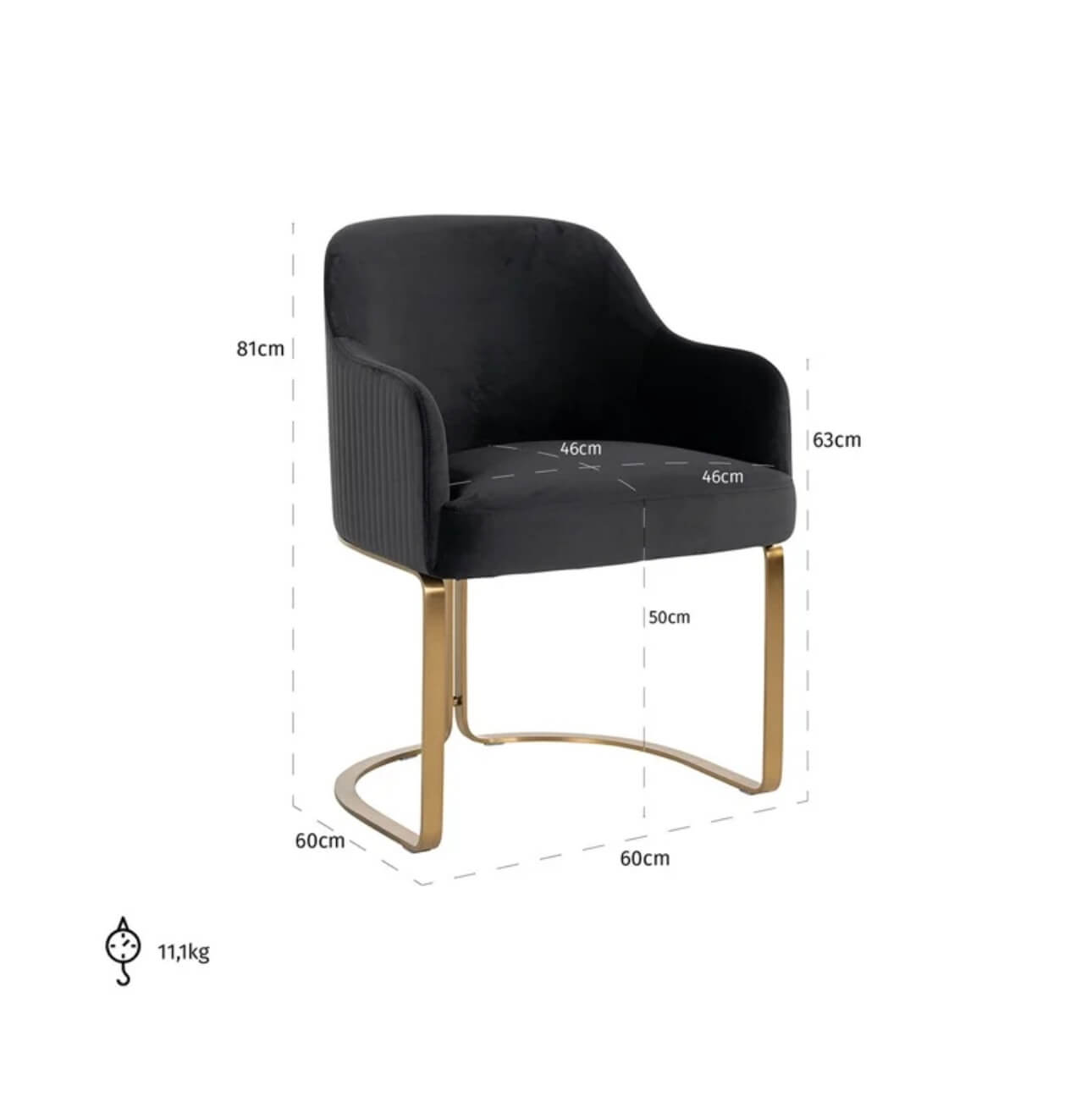 Luxe Black Velvet Dining Chair