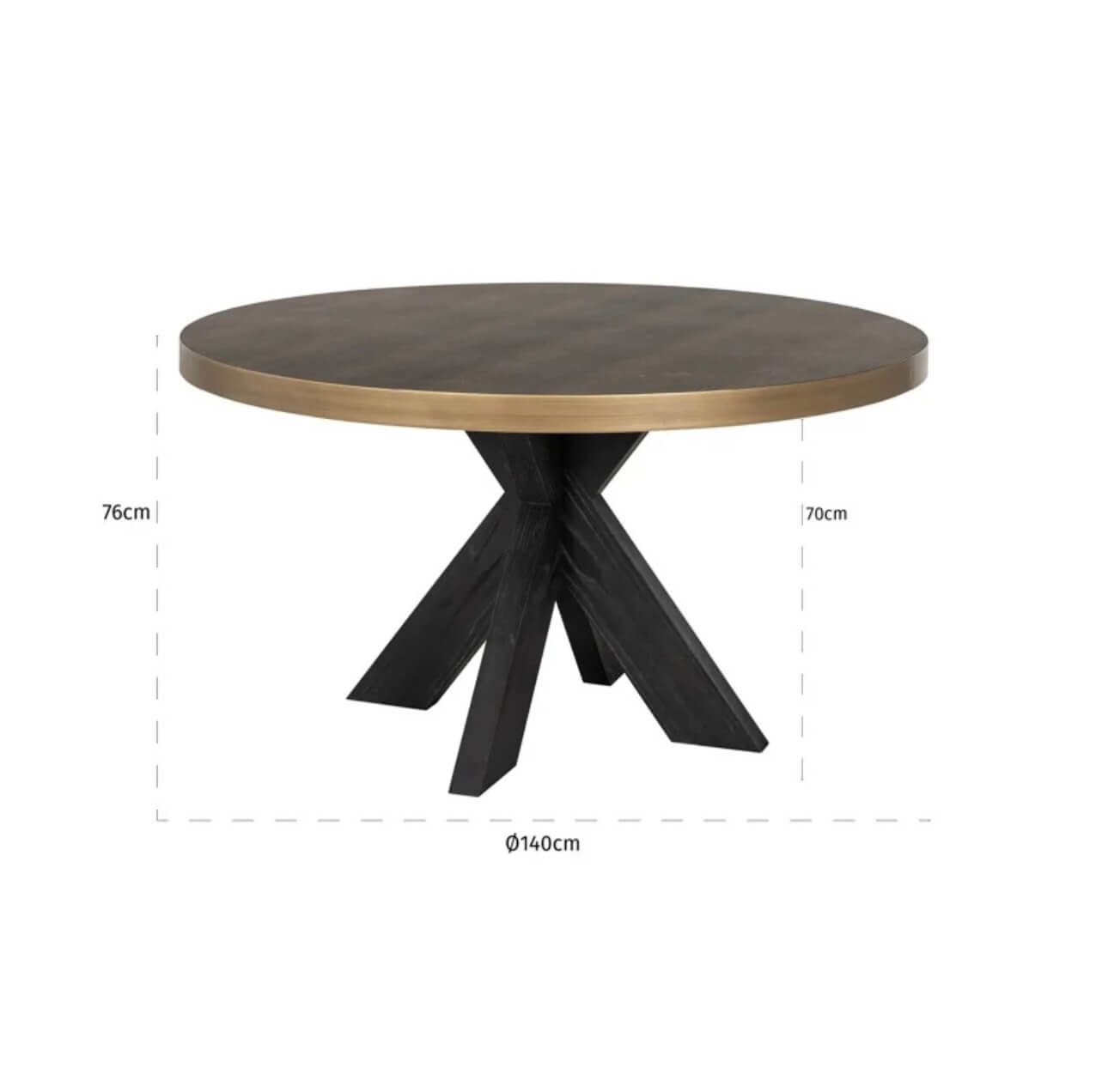 Textured Brass Trim Round Dining Table
