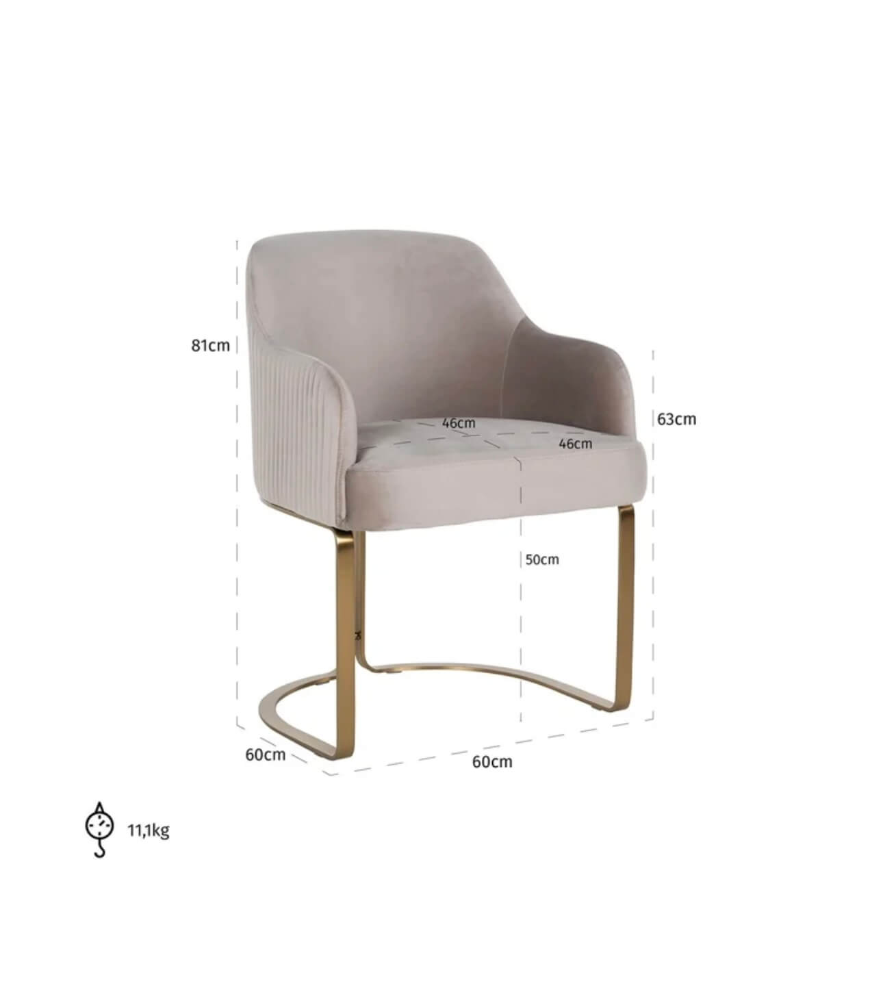 Brass & Mink Velvet Chair