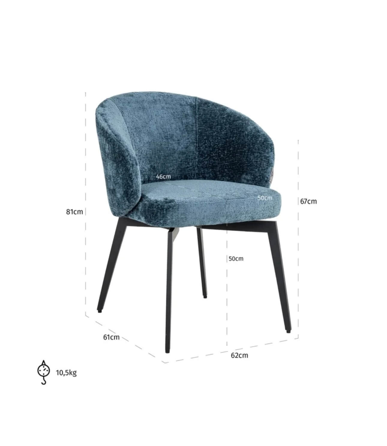 Luxe Blue Chenille Dining chair