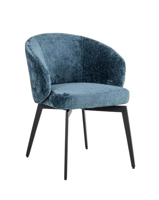 Luxe Blue Chenille Dining chair