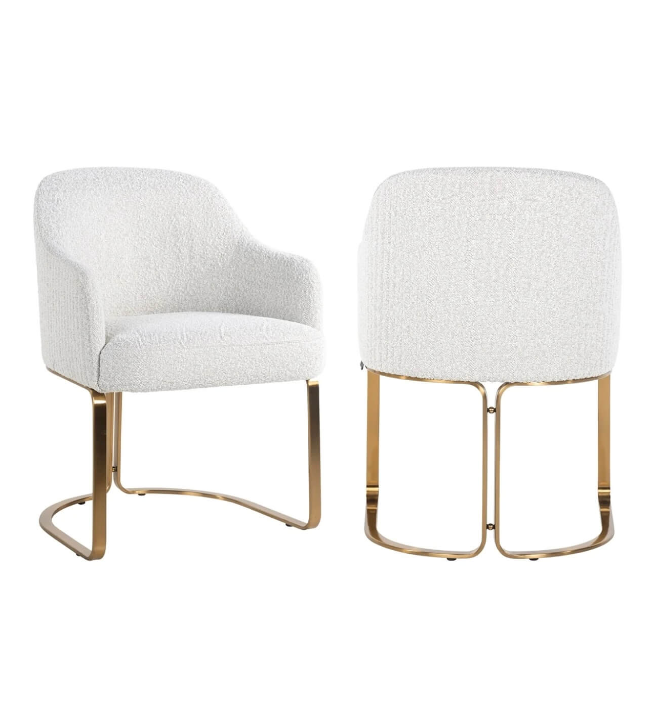 White Boucle Dining Chair