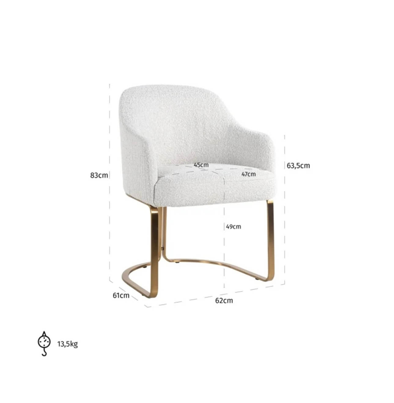 White Boucle Dining Chair